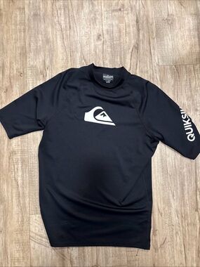 Quiksilver Black Short Sleeve Logo Rash Guard